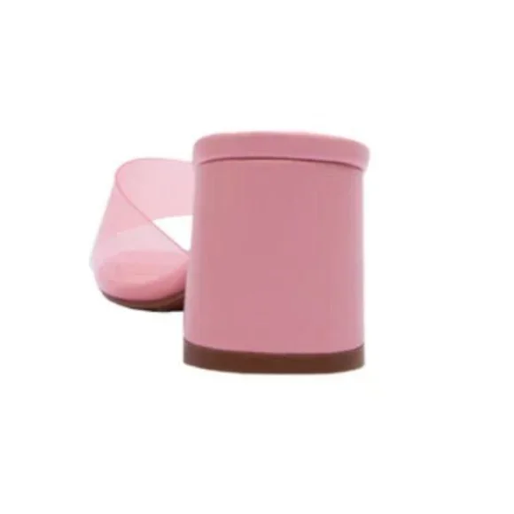 !! NEW !! Transparent Mid Heel Mules in Pink - Picture 5 of 7